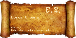 Boros Urbána névjegykártya